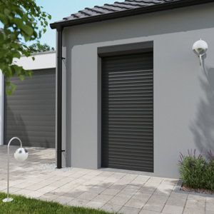 Volet roulant motorisé radio aluminium gris 215 x 100 cm