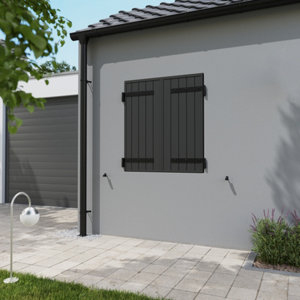 Volet battant manuel 2 panneaux aluminium gris 115 x 100 cm