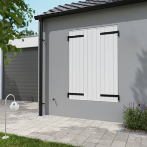 Volet battant manuel 2 panneaux PVC blanc 175 x 120 cm