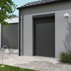 Volet roulant motorisé aluminium gris 215 x 120 cm