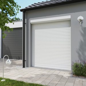 Volet roulant motorisé radio aluminium blanc 215 x 180 cm