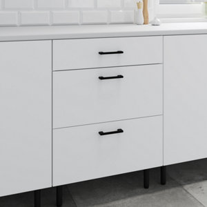 Meuble bas 1 tiroir + 2 casseroliers "Pragma" - Blanc - L. 60 x H. 86 x P. 59 cm