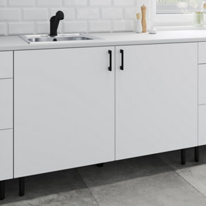 Meuble bas 2 portes "Pragma" - Blanc - L. 120 x H. 86 x P. 59 cm