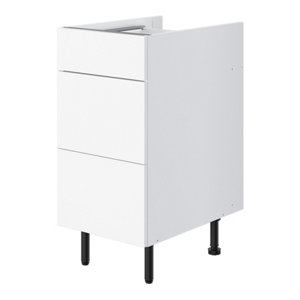 Meuble bas 1 tiroir +  2 casseroliers "Pragma" - Blanc - L. 40 x H. 86 x P. 59 cm