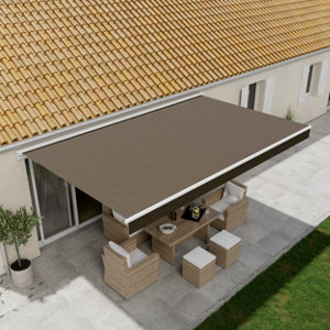 Store banne manivelle avec cassette 5 x 3 m Taupe