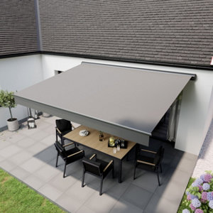 Store banne motorisé avec semi cassette 4 x 3 m Gris