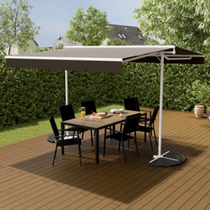 Store banne double pente 2,94 x 2,95 m taupe