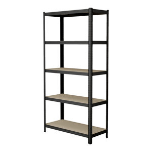 Etagère bois métal noir charge totale max : 600 kg - H. 180 x L. 90 x P. 40 cm.
