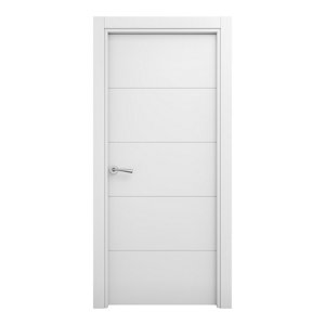 Bloc porte MDF blanc mat poussant gauche LOR - H. 204 x l. 93 x ep. 3,5 cm
