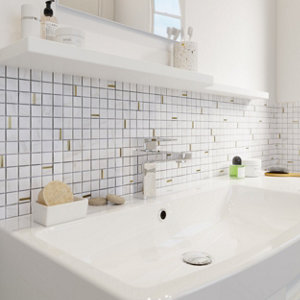 Mosaïque "NARCIUS" blanc - l.29,8 x L.29,8 cm.