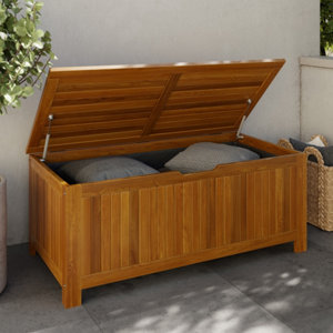 Coffre acacia avec bâche intérieure "CALYANTA" -  L. 120 x P. 60 x H. 48 cm.