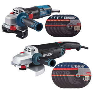 Kit 2 meuleuses 125 et 230 mm + 10 disques