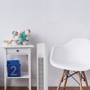 Ventilateur colonne oscillant blanc 55W - H. 75,2 x l. 22 cm