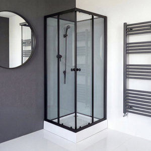 Cabine de douche "Square" noire 80 x 80 cm