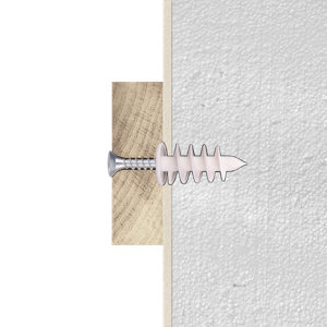 Cheville ITE 25mm en polypropylène, longueur 50mm, idéale pour plaque de plâtre