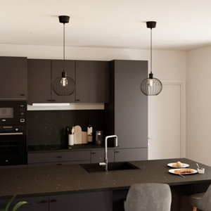 Suspension métal noir mat E27 D. 25 CM "EDICIAS"