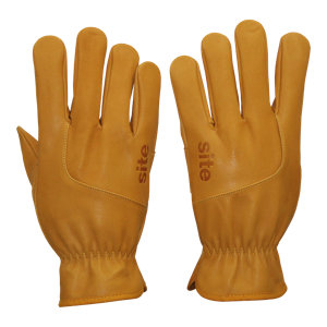 Gants de manutention en cuir jaune - T9