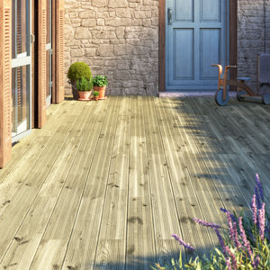 Lame de terrasse en bois naturel - L.360 x l.14,4 cm. Ép. 27 mm