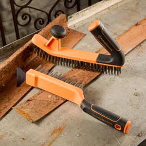 Lot 1 brosse métallique avec grattoir et 1 à 2 mains. Poils acier carbone