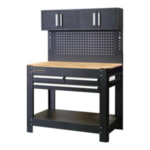 Etabli de travail 3 tiroirs + 2 armoires - H. 158,5 x 114,5 cm.