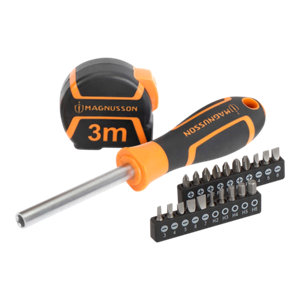 Lot de 1 mètre ruban, 1 tournevis porte embouts et 20 embouts