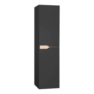 Colonne salle de bain suspendue noire 30x120x30 cm 2 portes effet chêne TOLIMA