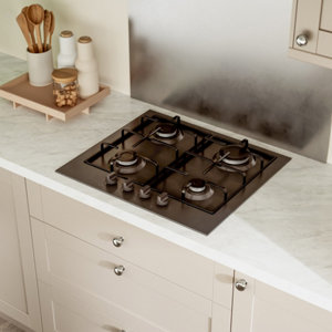 Plaque de cuisson gaz 4 feux émail noire 8500 W - 580 x 510 mm