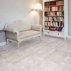 Carrelage de sol intérieur blanc Grès cérame émaillé "Toronto" 30,5 x 61.3 cm. Ep. 7,4 mm