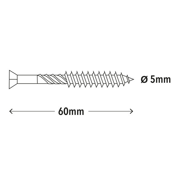 100 Vis Terrasse Inox C1 Torx 5x60mm – Tête Fraisée – Fixpro – Pour Bois Extérieur