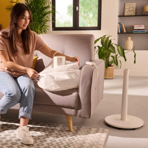 Ventilateur sur pied blanc 45W - l. 41,5cm x P. 36,5 cm