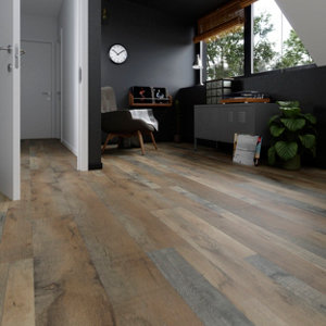 Sol stratifié à clipser aspect mat chêne  "Badolato" L. 138,3 x l. 19,3 cm x Ép. 8 mm