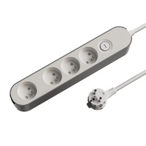 Bloc 4 prises 3 m gris et blanc