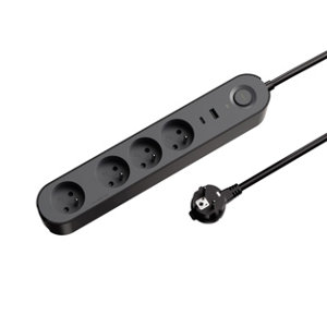 Bloc 4 prises 1,5 m gris et noir