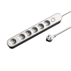 Bloc 5 prises 1,5 m gris et blanc
