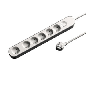 Bloc 6 prises 3 m gris et blanc