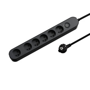 Bloc 6 prises 1,5 m gris et noir