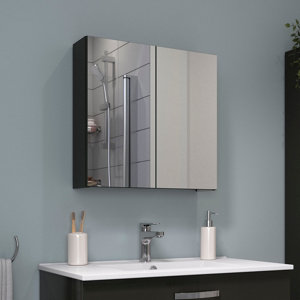 Armoire murale miroir gris "Aruna" L. 55 x H. 54 x P. 14,6 cm