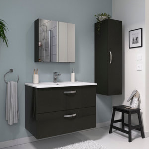 Meuble sous vasque à suspendre gris "Aruna" L. 80 x H. 55 x P. 45 cm