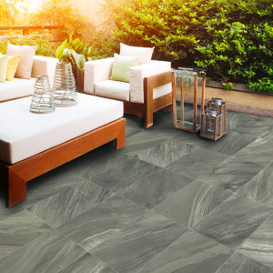 Carrelage de sol intérieur "North Stone" gris anthracite - l. 31 x L. 62 cm