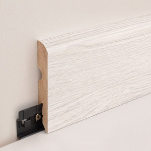 Plinthe à clipser "Cahuita" mat  effet bois blanc L. 220 x H. 8 cm x Ép. 13 mm