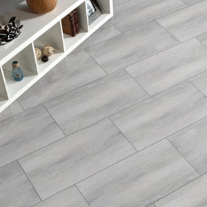 Carrelage de sol intérieur "Cabano" gris - l. 30,7 x L. 61,7 cm