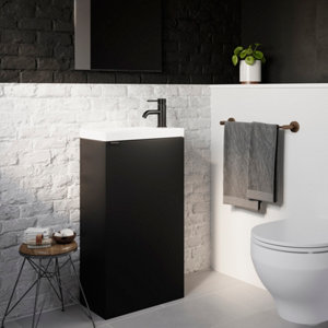 Lave main à poser noir mat "Idalie" L. 44 x H. 79 x P. 23 cm