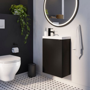 Lave main à suspendre noir mat "Idalie" L. 44 x H. 55 x P. 23 cm