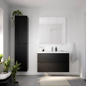 Meuble sous vasque à suspendre noir mat "Idalie" L. 100 x H. 60 x P. 45 cm