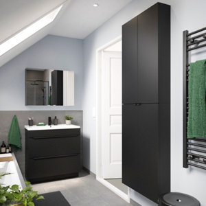 Rangement mural noir mat "Idalie" L. 60 x H. 90 x P. 15 cm