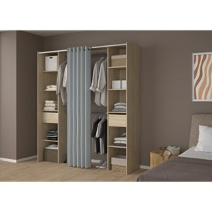 Kit Dressing imitation chêne clair "Komet II" - H. 200 x L. 180 x P. 50 cm