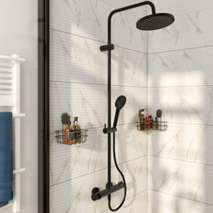 Colonne de douche thermostatique noire ODALIA - Dim. H. 117, l. 28,6, P. 33,5 cm