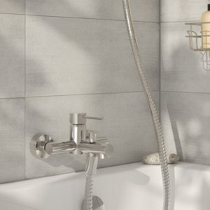 Mitigeur bain/douche mural EDELIE C acier inoxydable chromé 16,8x11x18,7 cm débit 40 L/min