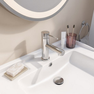 Mitigeur lavabo EDELIE chrome brillant acier inoxydable 35 mm