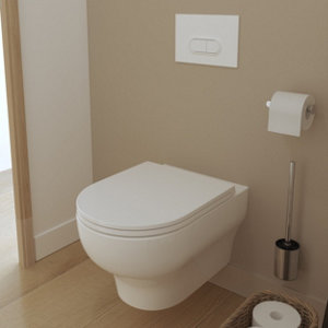 Cuvette WC suspendue céramique carénée sans rebord et vortex CALICIA 35 x 36 x 53 cm